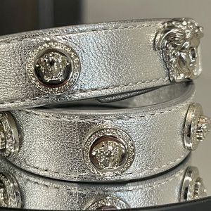 Versace Medusa Leather Wrap Bracelet Cuff Choker